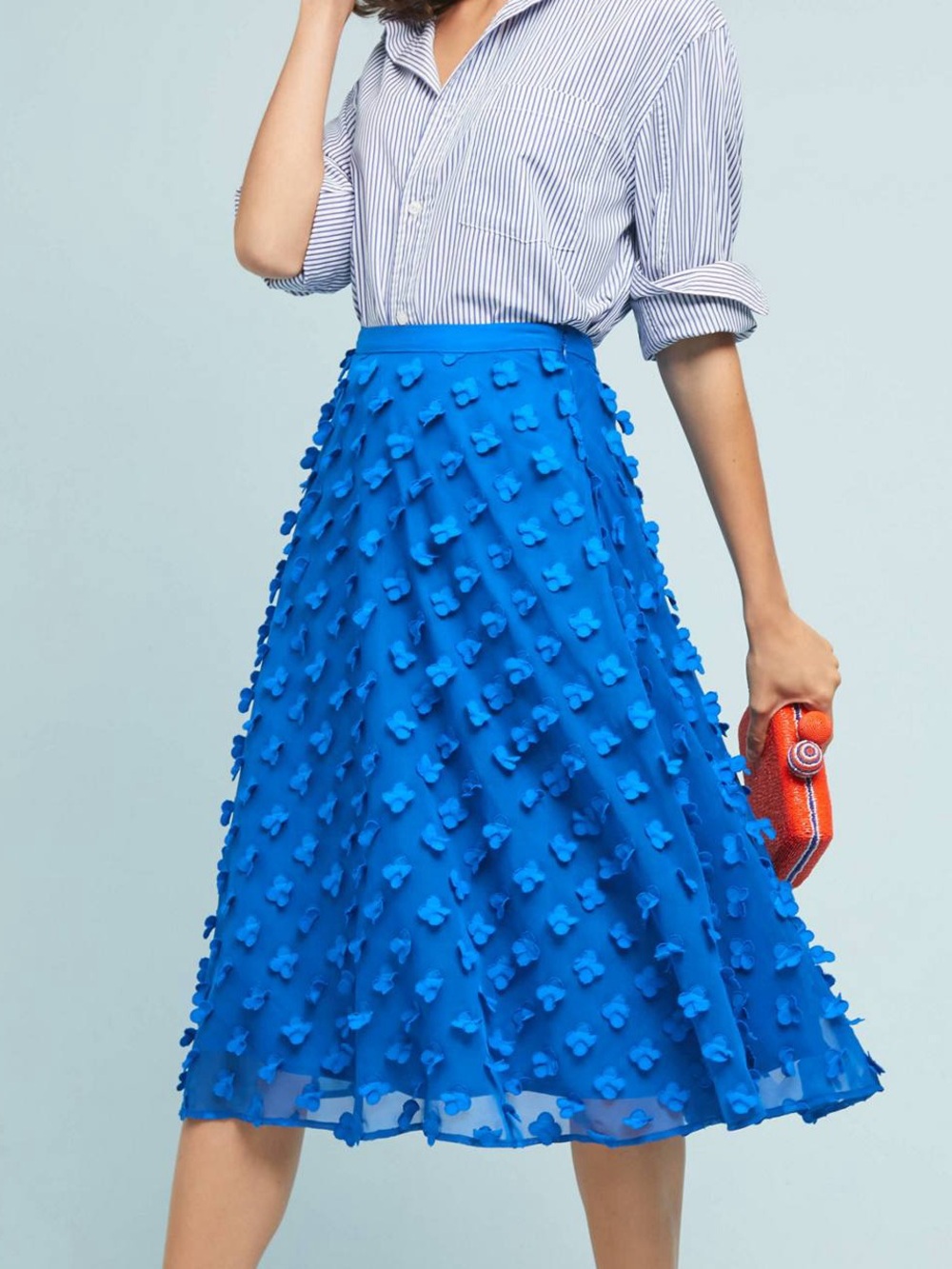 💙 Maeve by Anthropologie Floral Appliqué Midi Skirt 💙